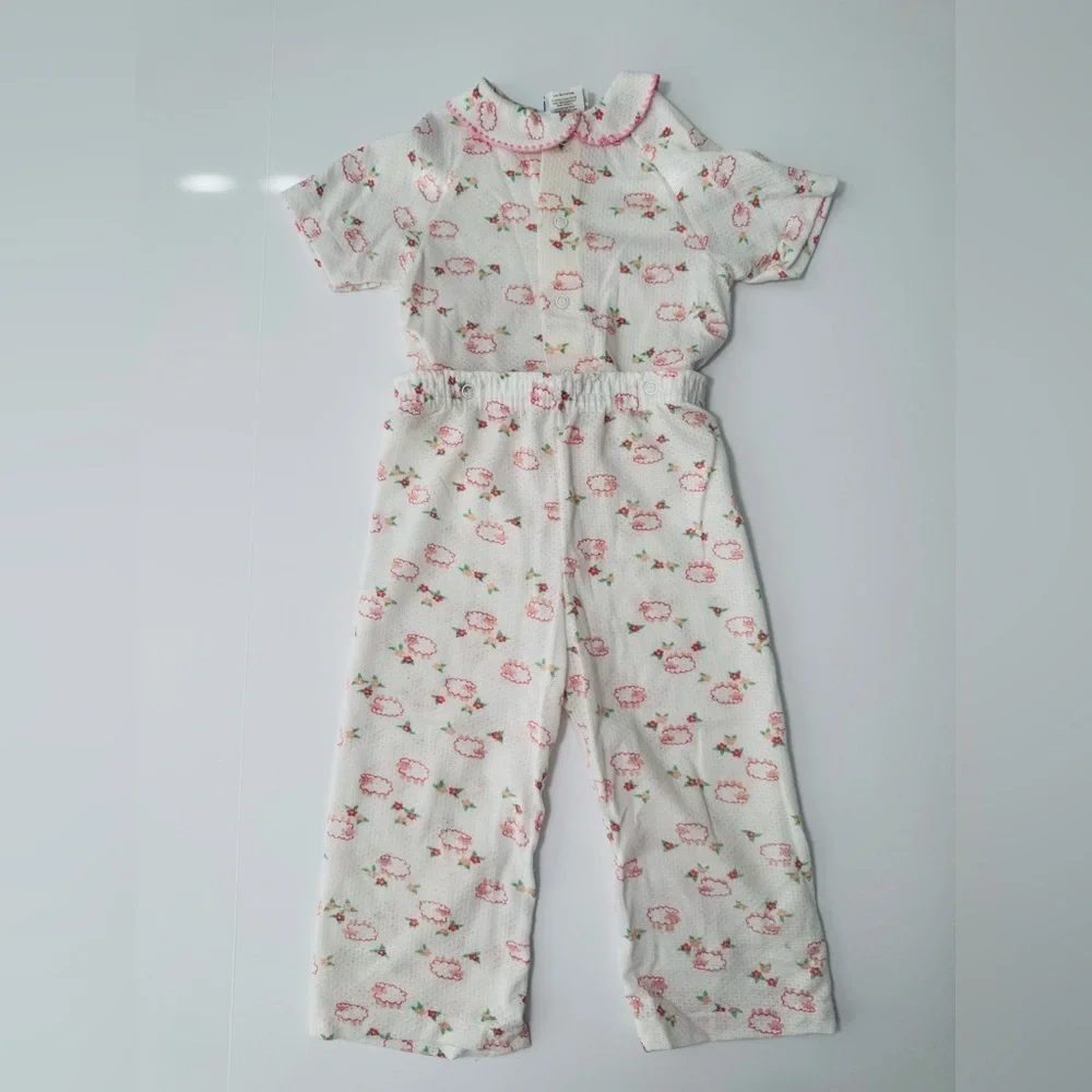 Carters Vintage Girls Snap Pajama Set Size 3
